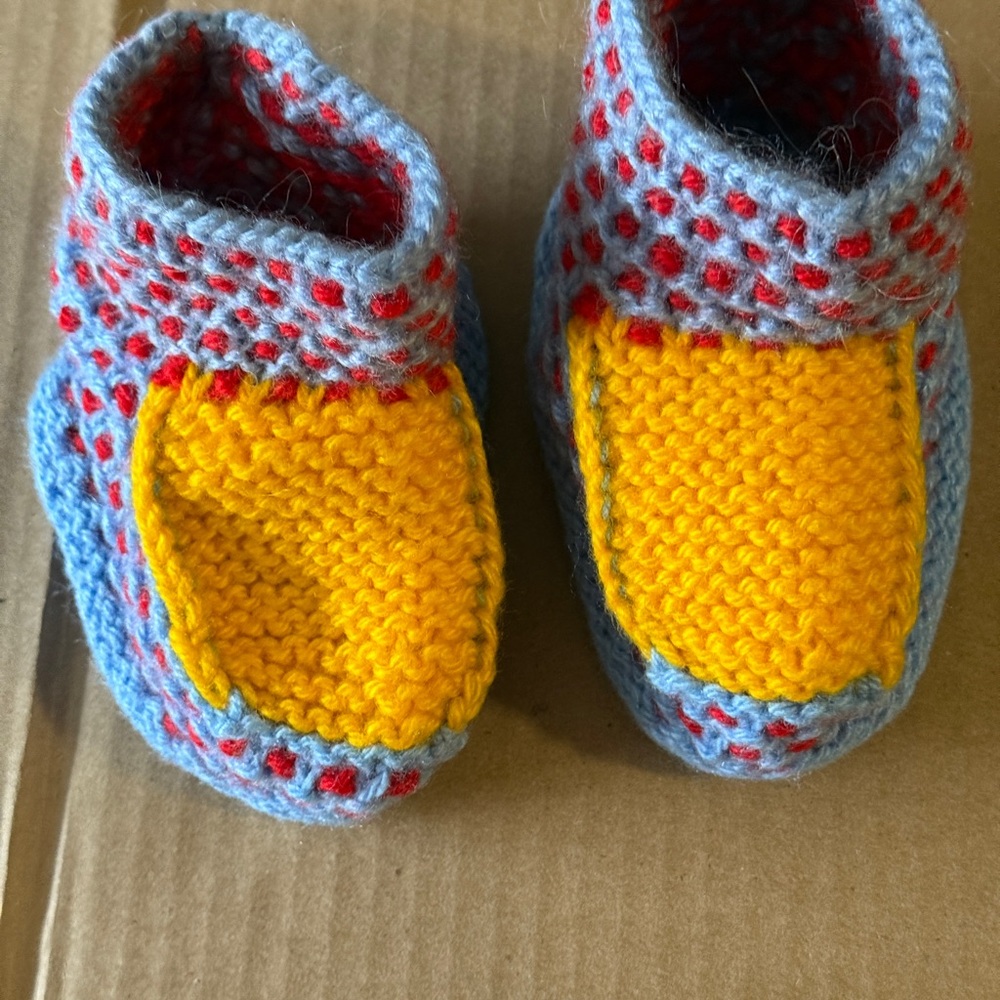 Handmade Blue and Yellow Kids Shoes